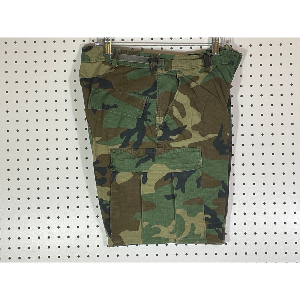Vintage Woodland Camo Cargo Shorts Mens Medium Ripstop Military Tactical BDU